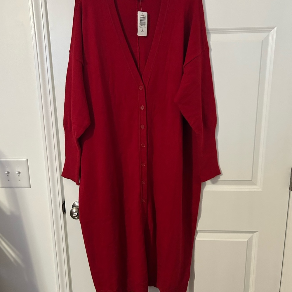 Torrid Vibrant Red V-Neck Cardigan BNWT